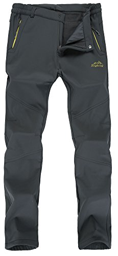 Singbring Men’s Outdoor Waterproof Hiking Pants Windproof Ski Pants Large Gray(026F)