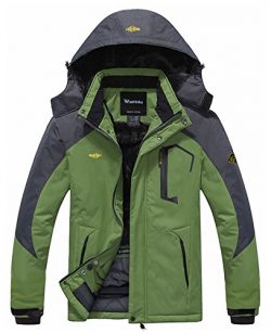 Wantdo Men’s Waterproof Mountain Jacket Fleece Windproof Ski Jacket US S  Grass Green S