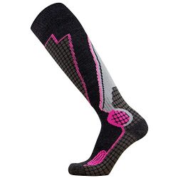 High Performance Wool Ski Socks – Outdoor Wool Skiing Socks, Snowboard Socks (Black/Grey/Neon Pi ...