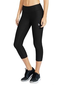 Baleaf Women’s Yoga Capri Pants Compression Tights Running Legging Hidden Pocket Black Size S