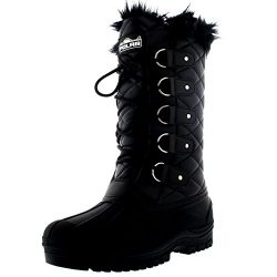 Polar Products Womens Waterproof Tactical Mountain Walking Snow Knee Boots – Black Leather ...