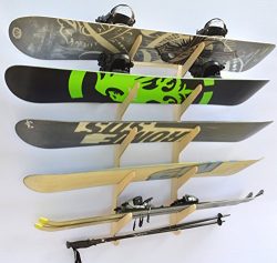 Snowboard Ski Hanging Wall Rack — Holds 5 Boards