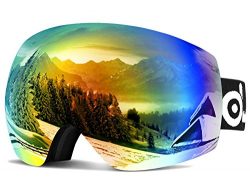 Odoland large spherical frameless ski goggles for men and women, s2 otg double lens goggles for  ...