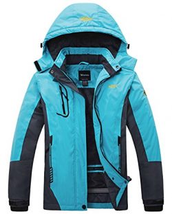 Wantdo Women’s Waterproof Mountain Jacket Fleece Ski Jacket US S  Blue Small