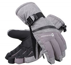 Andorra Men’s Cross Country Textured Touchscreen Ski Gloves with Zippered,Grey,M