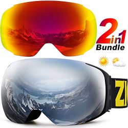 ZIONOR XA Ski Snowboard Snow Goggles for Men Women Anti-fog UV Protection Spherical Dual Lens Design