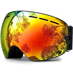 Hongdak OTG Ski Goggles, Snowboard Goggles UV Protection, Snow Goggles Helmet Compatible, Framel ...