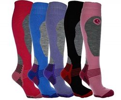 Ski Socks Women’s 4 Pairs Thermal Socks Size US 6.5-9.5 Multicoloured