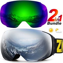 ZIONOR XA Ski Snowboard Snow Goggles for Men Women Anti-fog UV Protection Spherical Dual Lens Design