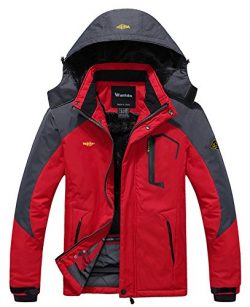 Wantdo Men’s Waterproof Mountain Jacket Fleece Windproof Ski Jacket US S   Red S