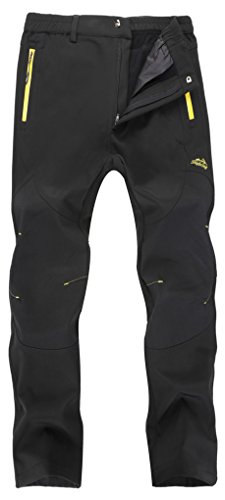 Singbring Men’s Outdoor Windproof Hiking Pants Waterproof Ski Pants Large Black(606F)