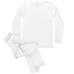 Rocky Boy’s Fleece Lined Thermal Underwear 2PC Set Long John Top and Bottom (M, White)