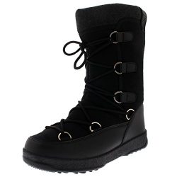 Polar Products Womens Fleece Thermal Waterproof Winter Durable Snow Knee Boots – Black Tex ...