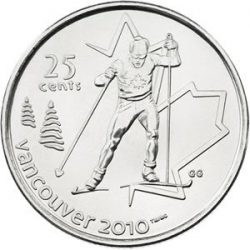 Vancouver 2010 Cross Country Skiing 25 Cent Coin