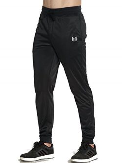 MOFEVER Men Basic Black Active Fleece Pant Training Jogger Ribbed Ankle With Pockets For Indoor  ...