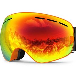 ZIONOR X Ski Snowboard Snow Goggles OTG Design for Men Women with Spherical Detachable Lens UV P ...