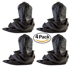 Large Boot Bag, Cowboy Boot Bag w/ Locking Drawstring (Black) -Set of 4 Travel Boot Bags, 23R ...