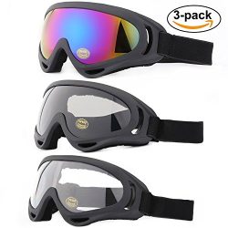 Ski Goggles, Yidomto Pack of 3 Snowboard Goggles for Kids,Boys,Girls,Youth, Mens,Womens,with UV  ...