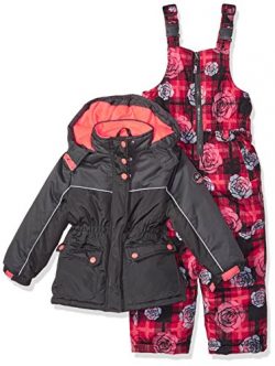 Pink Platinum Little Girls’ Printed Super Snowsuit, Charcoal, 5/6