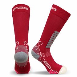 Eurosocks Women’s Sweet Silver Ski Socks, Fuchsia, Large