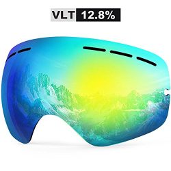 ZIONOR X Ski Snowboard Snow Goggles OTG Design for Men Women with Spherical Detachable Lens UV P ...