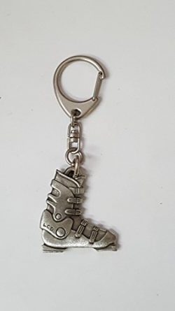 Ski skiing pewter key chain boot keychain downhill