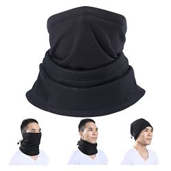 MIFULGOO Windproof Neck Gaiter Warmer Winter Ski Face Mask Multipurpose Scarf Black Beanie