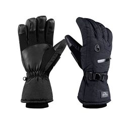 HighLoong Men Waterproof Thinsulate Ski Snowboard Gloves Winter Warm Gloves Black (S，Standard)