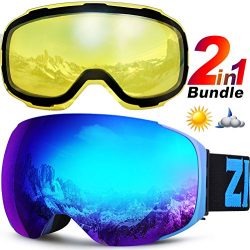 ZIONOR XA Ski Snowboard Snow Goggles for Men Women Anti-fog UV Protection Spherical Dual Lens Design