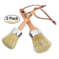 Wax & Chalk Paint Brush Set by Toucan City/ Natural Bristles & Ergonomic Handles (2-Pack ...