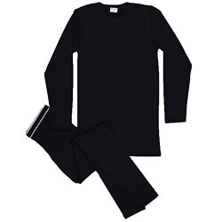 Rocky Men’s Thermal Fleece Lined Long John Underwear 2pc Set (Medium, Black)