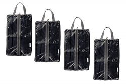 4 Pack – Black Travel Shoe Bags – Portable Zippered Storage Shoe Totes With Handles  ...