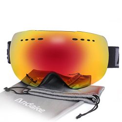 Andake Ski Goggles, Anti-fog 100% UV400 Protection Mirrored Lens Snowboard Snow Goggles Helmet C ...