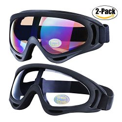 Ski Goggles, Outgeek 2-Pack Skate Glasses with UV 400 Protection Windproof and Dustproof for Sno ...