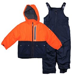 Osh Kosh Toddler Boys’ Ski Jacket and Snowbib Snowsuit Set, Orange/Navy, 3T