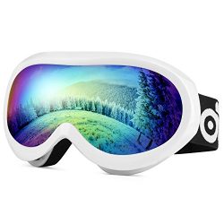 Odoland Ski Goggles for Youth Age 8-16 – UV400 Protection and Anti-Fog – Double Grey Spherical L ...