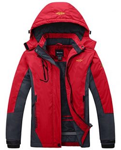 Wantdo Women’s Waterproof Mountain Jacket Fleece Outdoor Coat US M  Red Medium