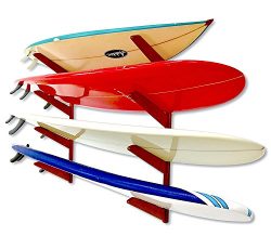 Timber Surfboard Wall Rack – Holds 4 Surfboards – Wood Home Storage Mount System