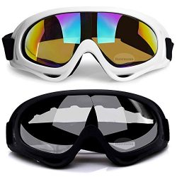 2Pcs Ski Goggles, Snowboard Skate Goggles UV Protective Cycling Goggles Combat Goggles for Skiin ...