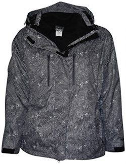 Pulse Women’s Plus Extended Size 3in1 Boundary Snow Ski Jacket Coat (3X (24), Black Zig)