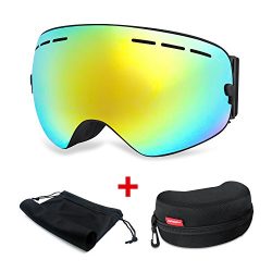 HAMSWAN Otg Ski Goggles, Snowboard Goggles Anti-fog UV400 Protection Detachable Double Lens Snow ...