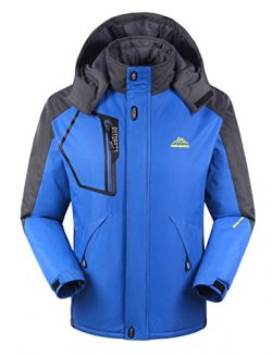 iLoveSIA Men’s Mountain Waterproof Fleece Ski Jacket Windproof Rain Jacket Blue Size M