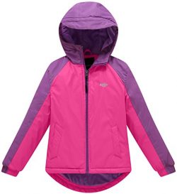 Wantdo Girl’s Warm Windproof Ski Jacket Fleece Lined Hoodies Rain Wear(Rose Red+Purple, 6/7)