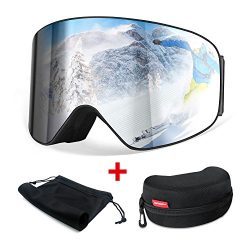 HAMSWAN Ski Snowboard Snow Goggles Anti-fog OTG UV400 Protection Detachable Double Lens for Wint ...