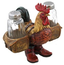 Funky Western Rooster w/ Cowboy Boots & Saddle Bags Salt & Pepper Shaker Set