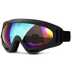 NeeGo Snowboard Windproof UV Protection OTG Ski Goggles UV400 Anti-Fog Glare Lens