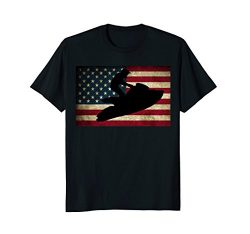 Mens Jet Ski T Shirt Jet Skier Tee Jet Skiing T-Shirt USA Flag Large Black