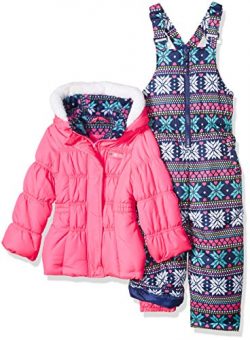 Pink Platinum Toddler Girls’ Printed Super Snowsuit, Pink Snowflake, 2T