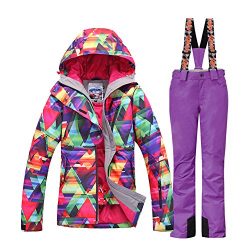 HOTIAN Women’s High Windproof Technology Colorful Printed Snowboard Clothing Ski Jacket an ...