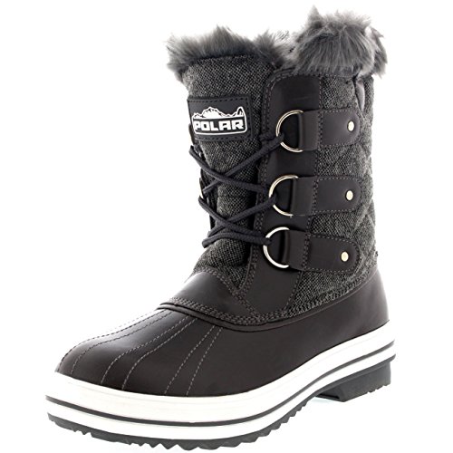 Polar Products Womens Snow Boot Quilted Short Winter Snow Rain Warm ...